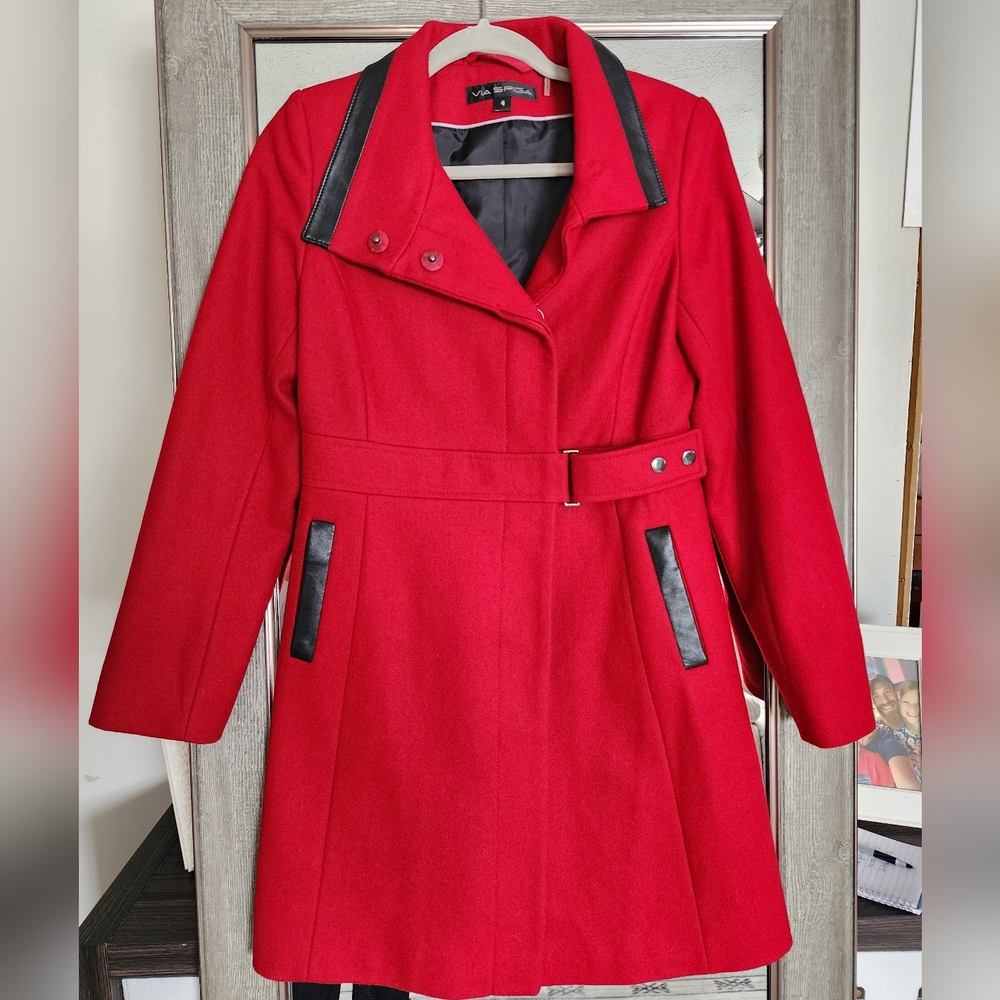 Via Spiga Dark Red Wool Coat Size 4
